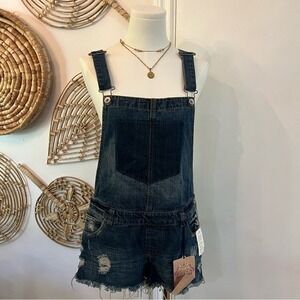 NWT Hwy Jeans Distressed Denim Overall‎ Shorts Romper Y2K Vintage Style Size L